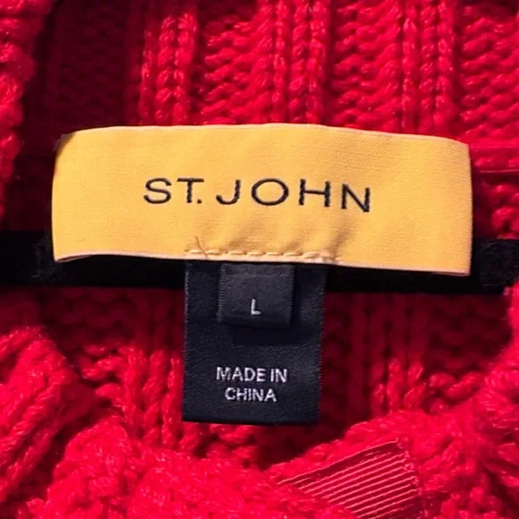 St. John Vibrant Red Cable Knit Cardigan - Picture 2 of 6
